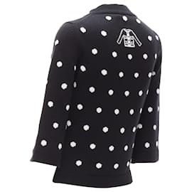 Chanel-Chanel cashmere silver embellished polka dot cardigan-White