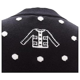 Chanel-Chanel cashmere silver embellished polka dot cardigan-White