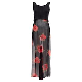 Dolce & Gabbana-Dolce & Gabbana sheer rose dress cropped sweater vest set-Black