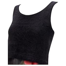 Dolce & Gabbana-Dolce & Gabbana sheer rose dress cropped sweater vest set-Black