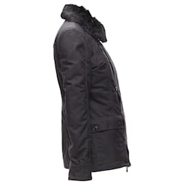 Dior-Christian Dior John Galliano fur collar padded jacket-Black