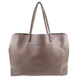Fendi-Fendi Selleria Calf Tote Bag-Brown
