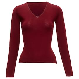 Dolce & Gabbana-Dolce & Gabbana virgin wool v neck long sleeve sweater-Red