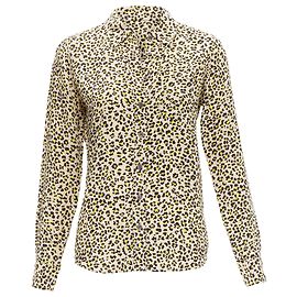 Equipment silk leopard print long sleeve shirt Brown