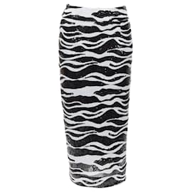 Dolce & Gabbana-Dolce & Gabbana zebra sequins chantilly lace back skirt-Black