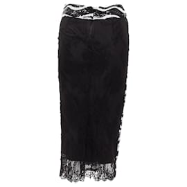 Dolce & Gabbana-Dolce & Gabbana zebra sequins chantilly lace back skirt-Black