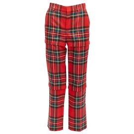 Balenciaga punk plaid detachable zipper pants Red