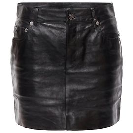 Saia de couro com charme de coração, estrela e flecha da Saint Laurent Preto