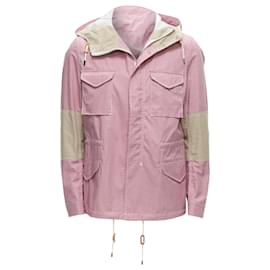 Junya Watanabe-Junya Watanabe Man checked panel hooded pocketed anorak jacket-Red