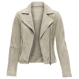 Autre Marque-All Saints Dalby goat suede hardware classic biker jacket-Brown,Beige