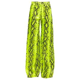 Off White Pantalones anchos de cuero neón Off Virgil Abloh Amarillo