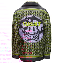 Versace-Versace La Greca Graffiti Medusa Smiley padded coat-Green