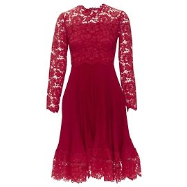 Kleid mit plissierter Spitzenrock Valentino Garavani Rot