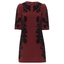 Dolce & Gabbana-Dolce & Gabbana crepe velvet devore sheath dress-Red