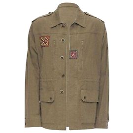 Giacca safari in cotone ricamata Saint Laurent Verde