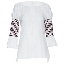 Top off shoulder con maniche arricciate di Rosie Assoulin Bianco