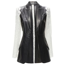 Alexander McQueen lace trim blazer jacket Black