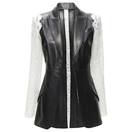 Alexander Mcqueen-Alexander McQueen lace trim blazer jacket-Black