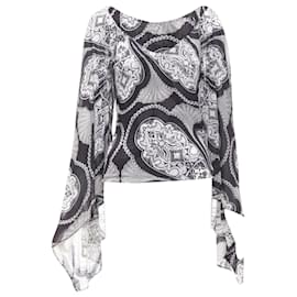 Gucci-Gucci paisley print kimono sleeve blouse-Black