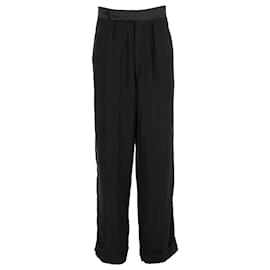 Giorgio Armani- Giorgio Armani Wide-Leg Trousers in Black Cupro-Black