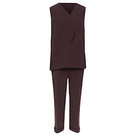 Dior-Dior Raf Simons virgin wool panel slit cut-out top bottom set-Brown