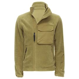 The North Face-North Face fleece patch pocket asymmetric zip up jacket-Brown