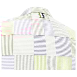 Thom Browne-Thom E colourful stripes patchwork seersucker button blazer jacket-Multiple colors