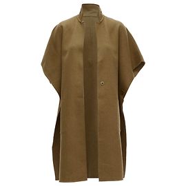 Tibi virgin wool angora cape sleeve high collar coat Brown