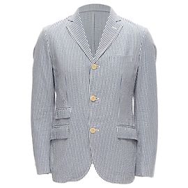 Blazer de algodón seersucker a rayas Junya Watanabe Man Azul
