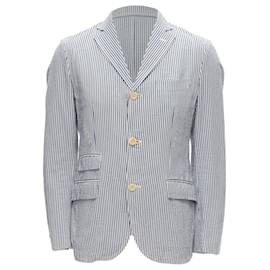 Junya Watanabe-Junya Watanabe Man striped seersucker cotton blazer jacket-Blue