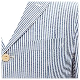 Junya Watanabe-Junya Watanabe Man striped seersucker cotton blazer jacket-Blue