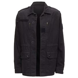 Giacca militare in cotone e lino lavato Saint Laurent Hedi Slimane Nero