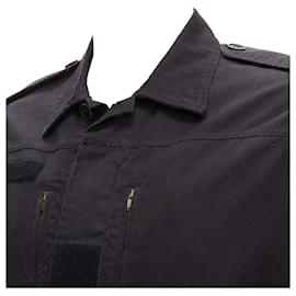 Saint Laurent-Saint Laurent Hedi Slimane washed cotton linen military jacket-Black