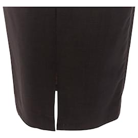 Gucci-Gucci Tom Ford wool mohair mid waist back slit pencil skirt-Brown