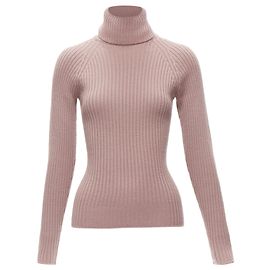 Suéter de cuello alto de canalé malva con mangas raglán Dolce & Gabbana Rosa