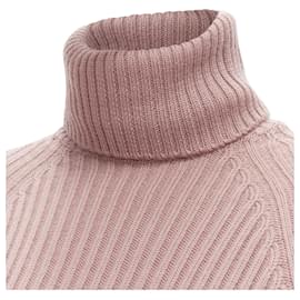 Dolce & Gabbana-Dolce & Gabbana mauve raglan ribbed turtleneck sweater top-Pink