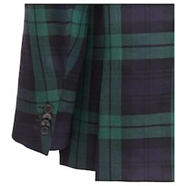 Valentino Garavani-Valentino Garavani virgin wool check preppy schoolboy blazer-Blue