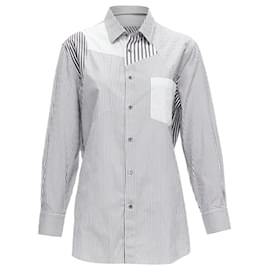 Alexander Mcqueen-Alexander McQueen cotton mixed stripes patchwork shirt-Grey