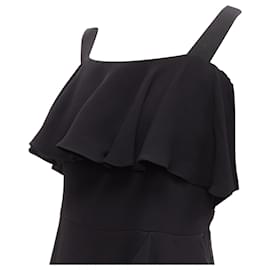 Alexander Mcqueen-Alexander McQueen silk asymmetric flutter cocktail dress-Black