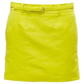 Gucci-Gucci skinny belt darted slant pockets mini skirt-Yellow