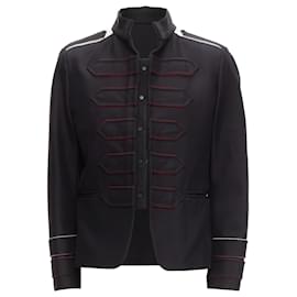 Valentino Garavani-Valentino Garavani silk blend epaulets cuff panelled military jacket-Black