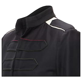 Valentino Garavani-Valentino Garavani silk blend epaulets cuff panelled military jacket-Black