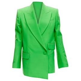 Alexander Mcqueen-Alexander McQueen wool double breasted wrap blazer jacket-Green