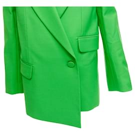 Alexander Mcqueen-Alexander McQueen wool double breasted wrap blazer jacket-Green