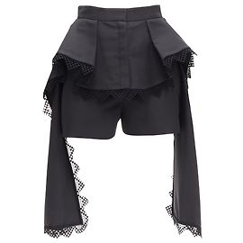 Alexander McQueen lattice layer peplum high low draped shorts Black