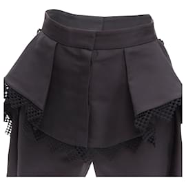 Alexander Mcqueen-Alexander McQueen lattice layer peplum high low draped shorts-Black