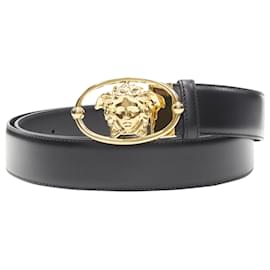Versace-Versace La Medusa Insignia oval buckle leather belt-Black