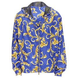 Versace Barocco Istante print nylon windbreaker jacket Blue
