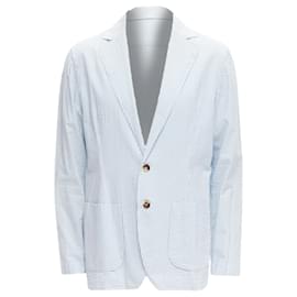 Autre Marque-Lardini stripe seersucker shell button blazer-Blue