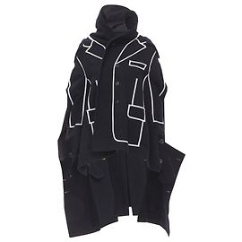 Comme Des Garcons trompe l'oeil piping trench coat Black